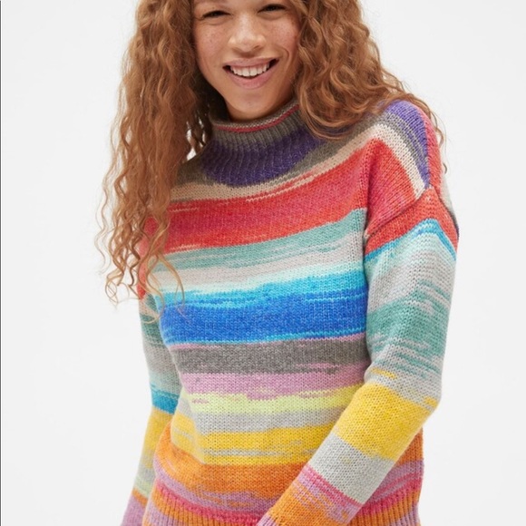 GAP | Rainbow Colorful Stripe Mock Sweater - Picture 5 of 10